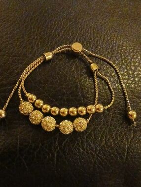 Gold Crystal Bead Adjustable Bracelet - Women Jewelry